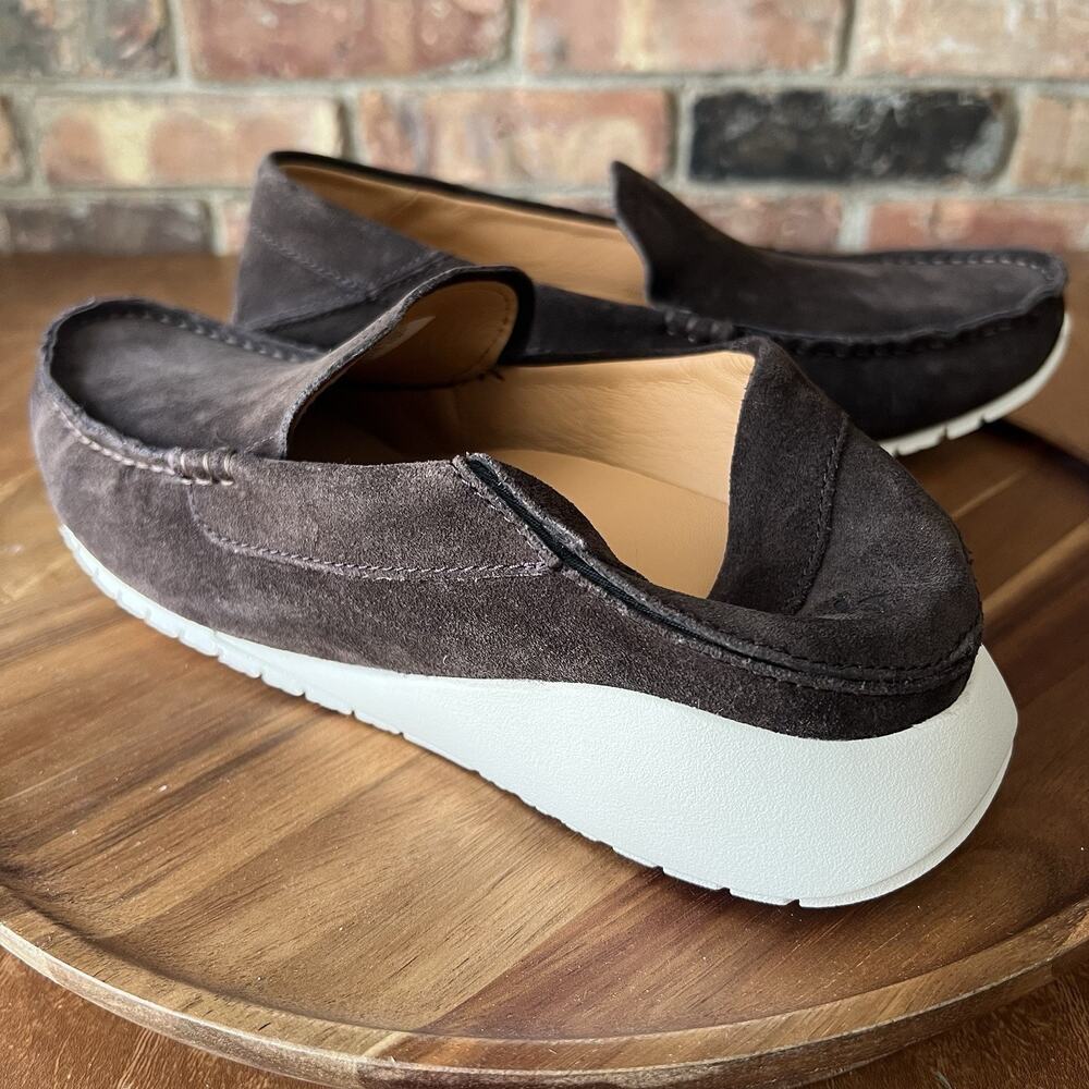 OluKai Ka'a Loafer Slip On Arch Support Suede Dark Wood Brown Moc Men's 9 Shoes - Picture 4 of 16
